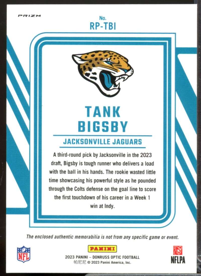 Tank Bigsby Card 2023 Donruss Optic Rookie Phenoms Jerseys Blue Hyper #36  Image 2