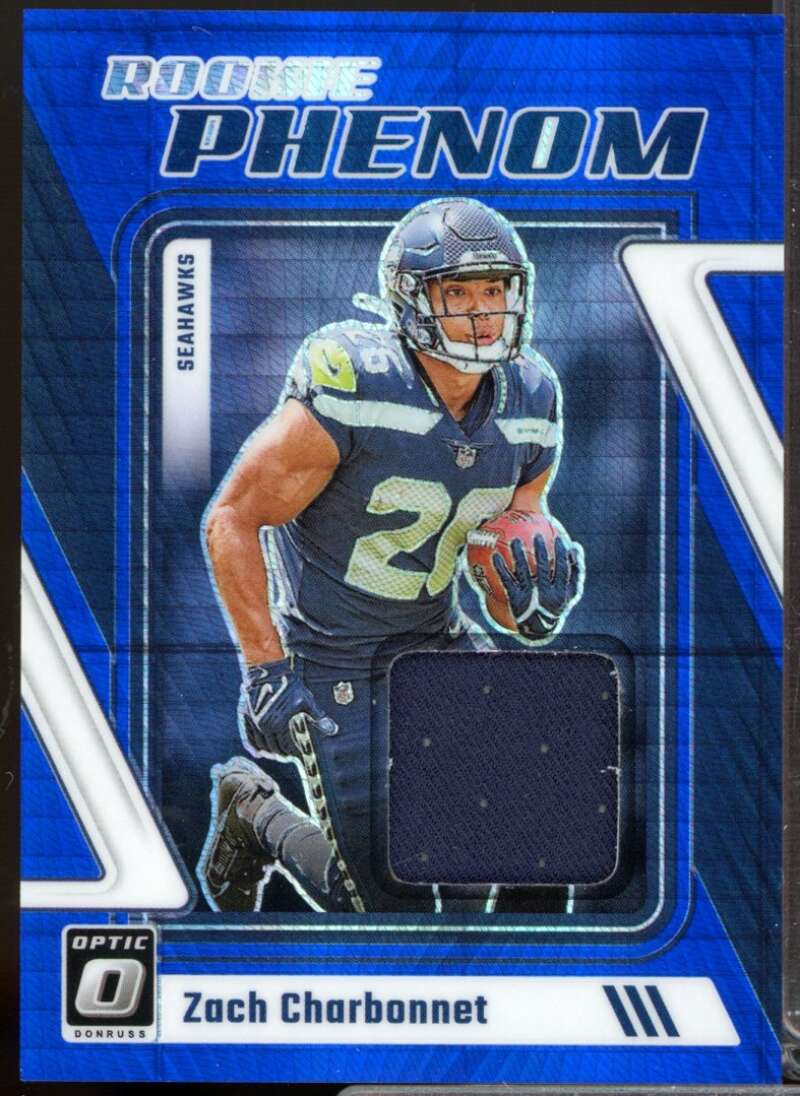 Zach Charbonnet Card 2023 Donruss Optic Rookie Phenoms Jerseys Blue Hyper #41  Image 1