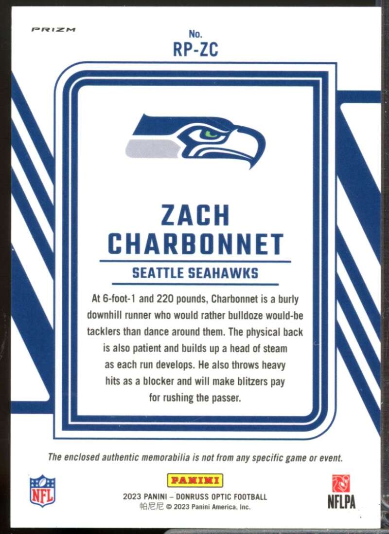 Zach Charbonnet Card 2023 Donruss Optic Rookie Phenoms Jerseys Blue Hyper #41  Image 2