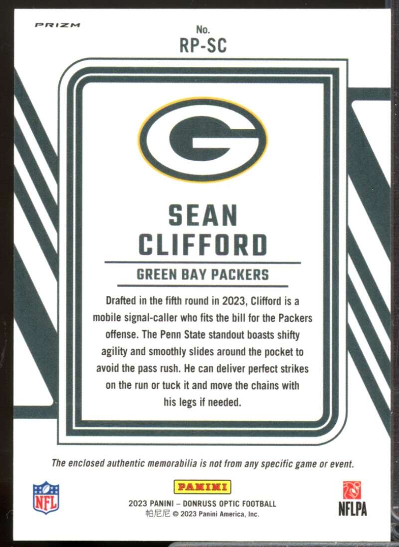 Sean Clifford Card 2023 Donruss Optic Rookie Phenoms Jerseys Blue Hyper #34  Image 2