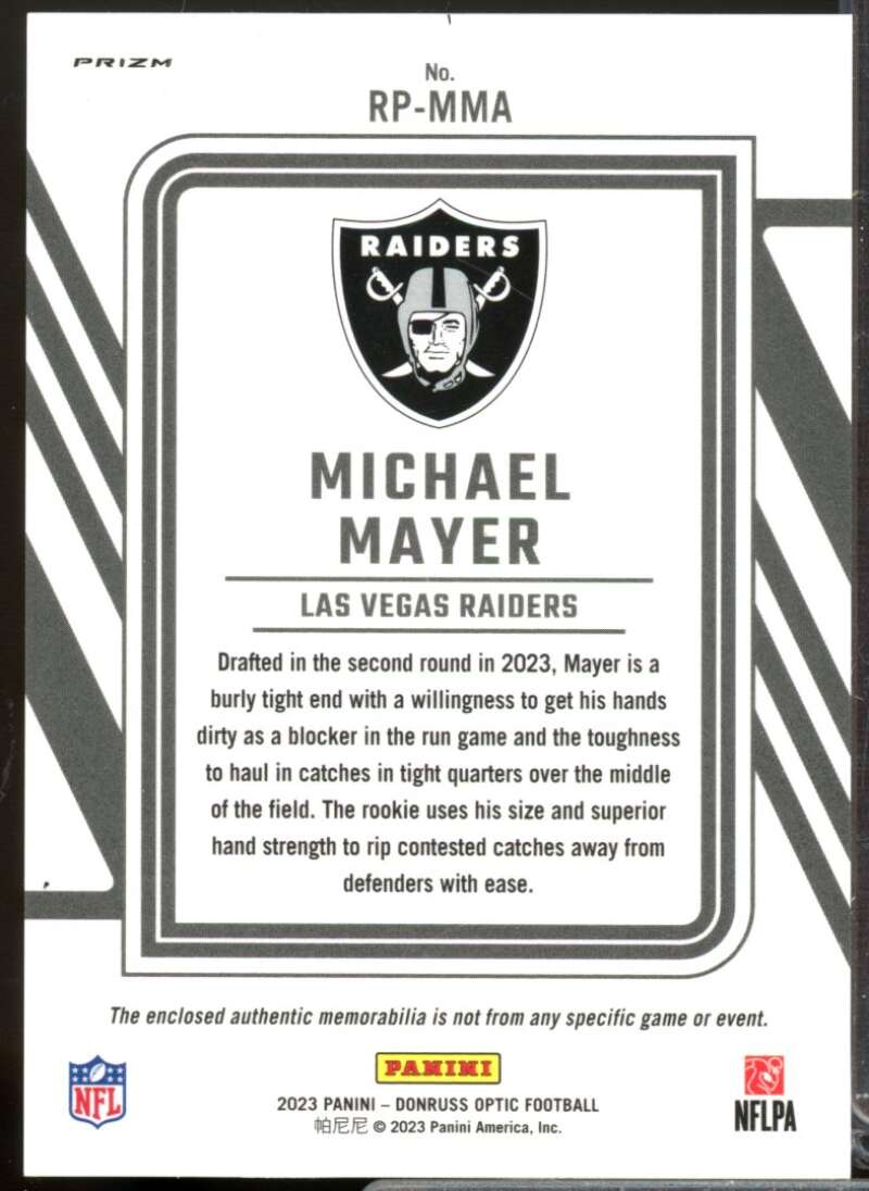 Michael Mayer Card 2023 Donruss Optic Rookie Phenoms Jerseys Blue Hyper #27  Image 2