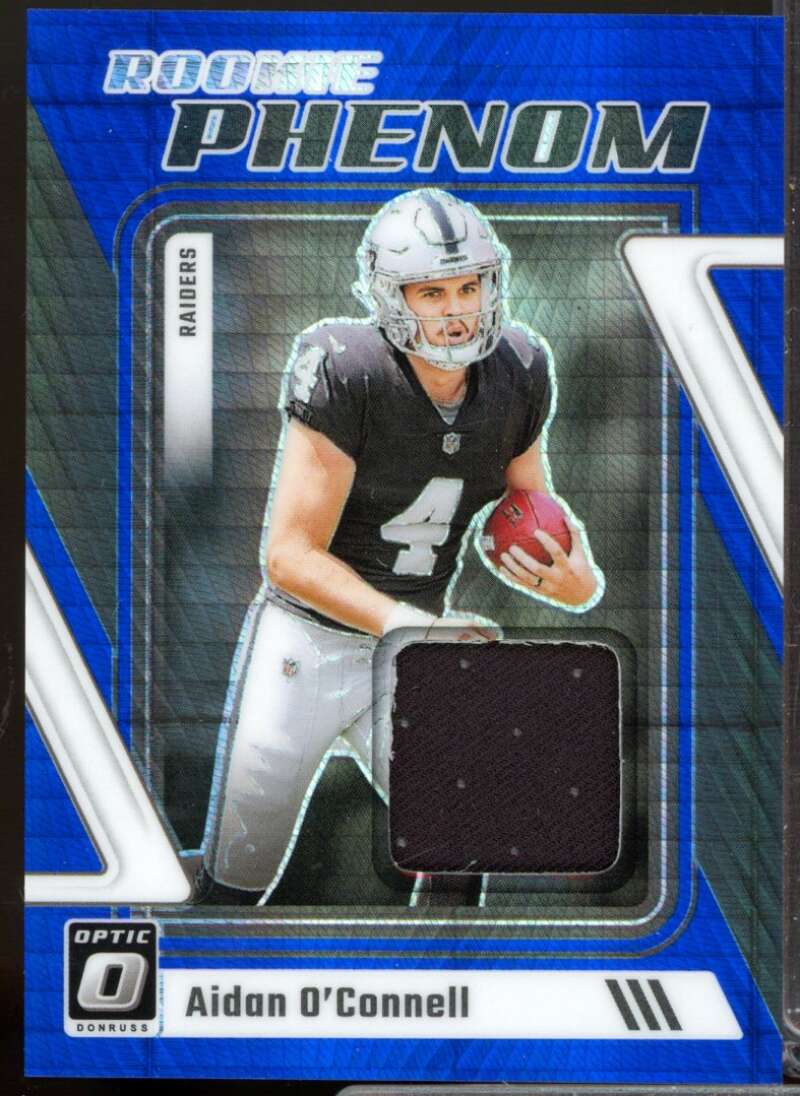 Aidan O'Connell Card 2023 Donruss Optic Rookie Phenoms Jerseys Blue Hyper #1  Image 1