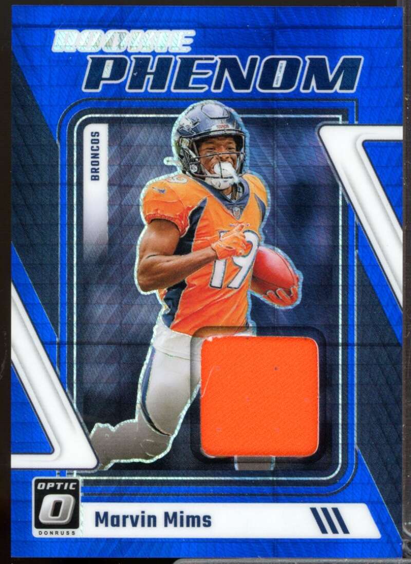 Marvin Mims Card 2023 Donruss Optic Rookie Phenoms Jerseys Blue Hyper #26  Image 1