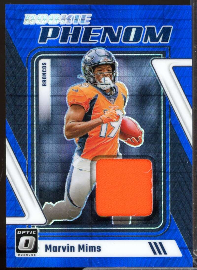 Marvin Mims Card 2023 Donruss Optic Rookie Phenoms Jerseys Blue Hyper #26  Image 1