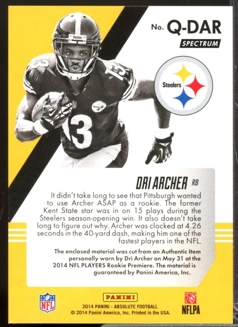 Dri Archer /99 2014 Absolute Tools of the Trade Jersey Rookie Spectrum Gold #DA  Image 2
