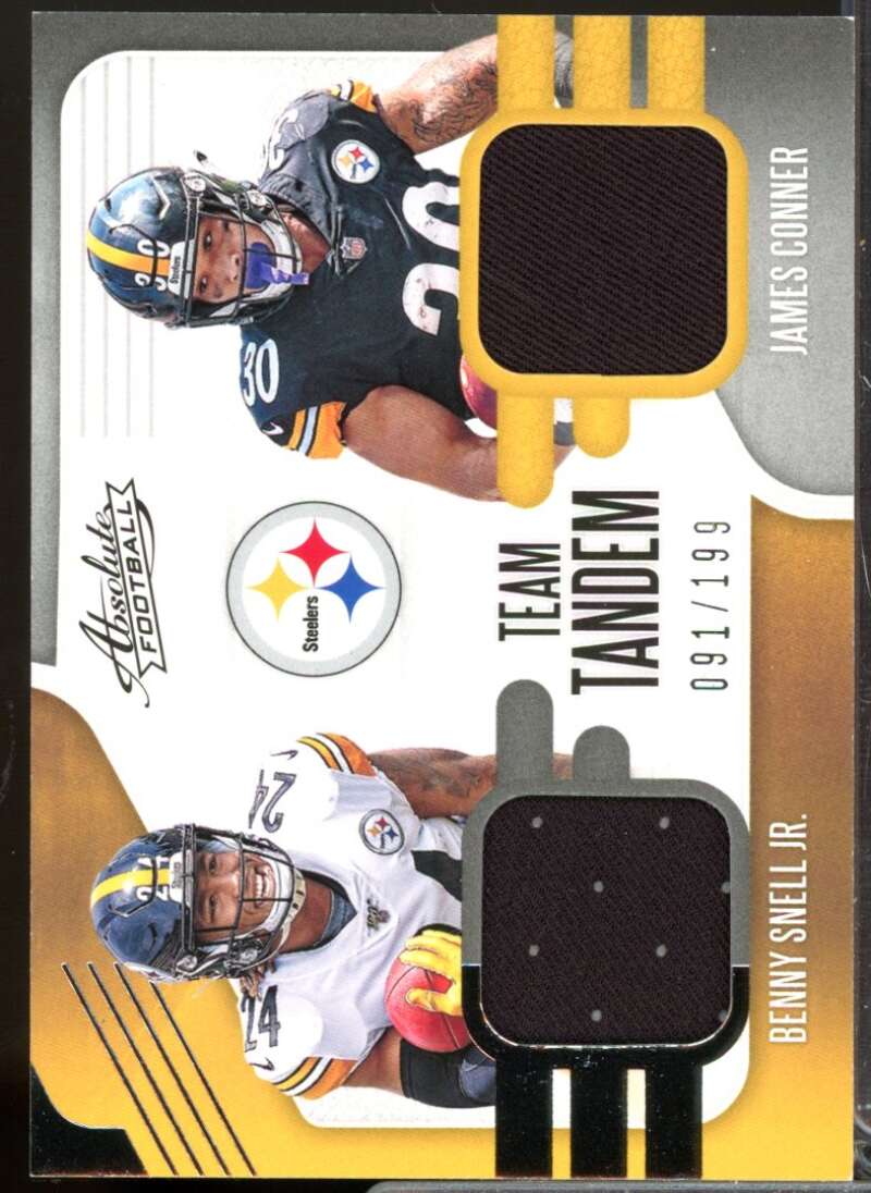 Benny Snell Jr. James Conner Card 2019 Absolute Team Tandem Materials Rookie #4  Image 1