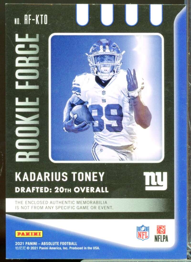 Kadarius Toney Card 2021 Absolute Rookie Force Jerseys #10  Image 2