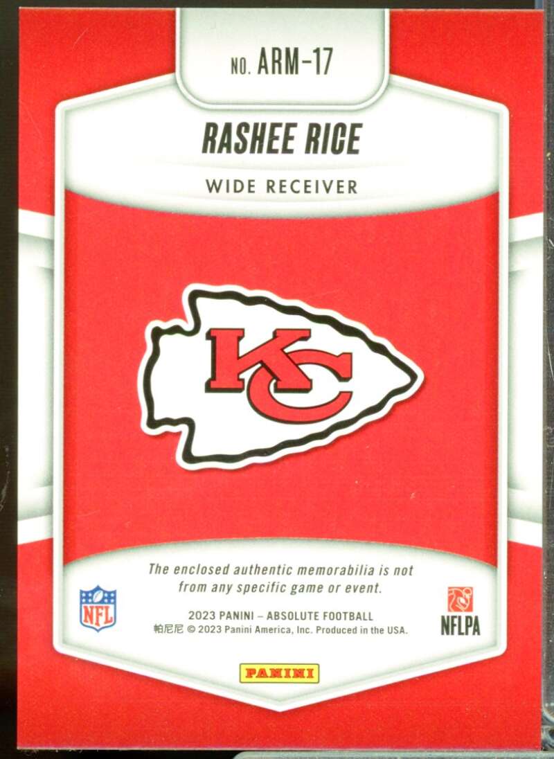 Rashee Rice Card 2023 Absolute Absolute Rookie Jersey Materials #17  Image 2