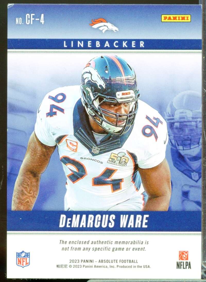 DeMarcus Ware Card 2023 Absolute Championship Fabric Jersey #4  Image 2