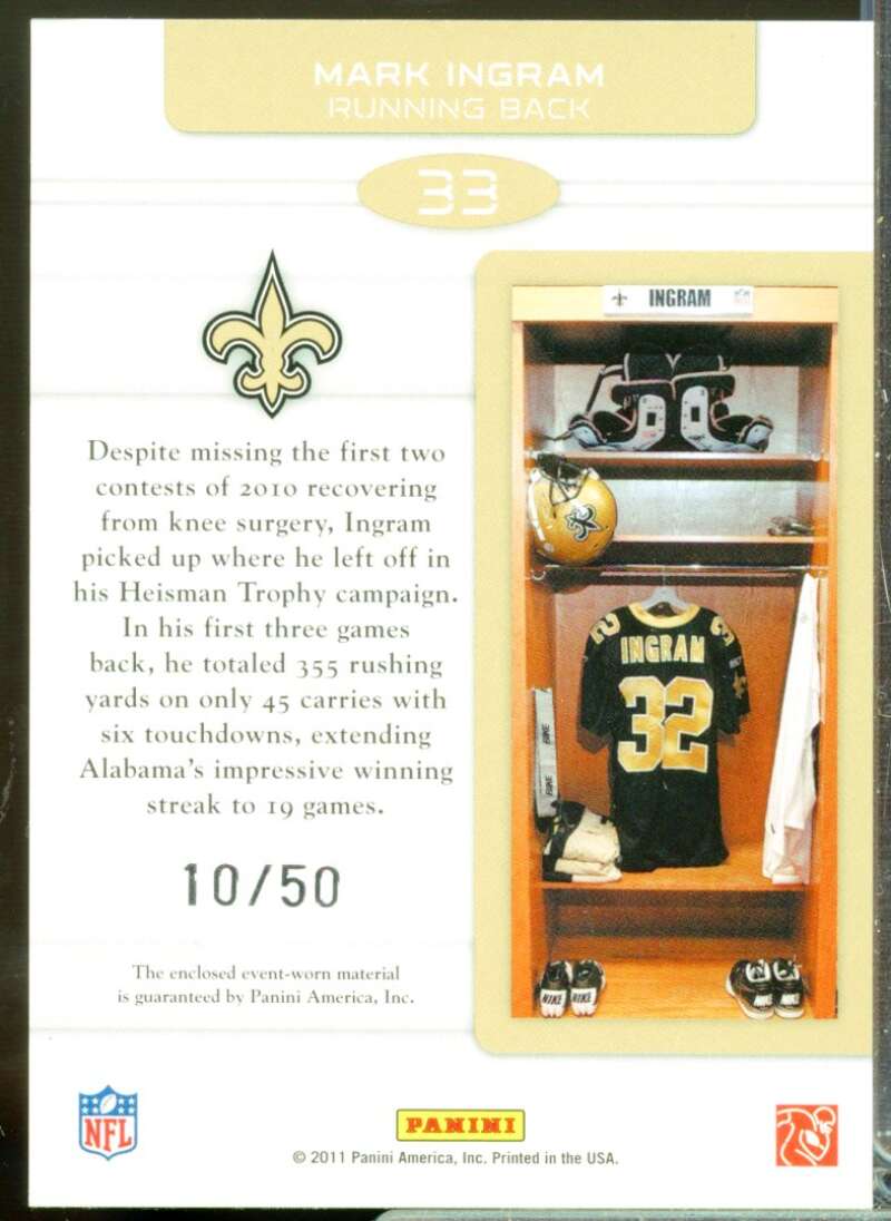 Mark Ingram 2011 Rookies and Stars Dress for Success Rookie Jerseys Prime #33  Image 2
