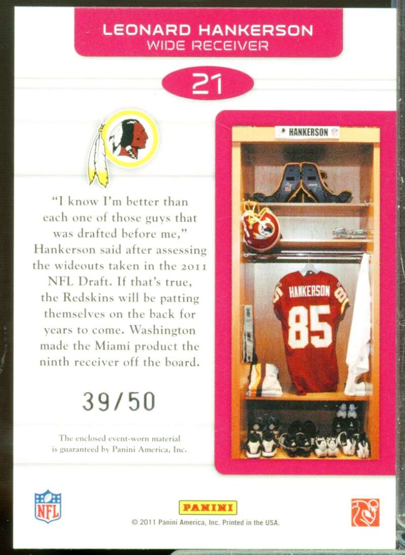 Leonard Hankerson 2011 Rookies Stars Dress for Success Rookie Jerseys Prime #21  Image 2