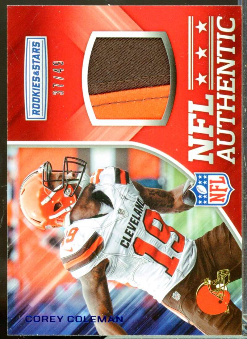 Corey Coleman Card 2017 Rookies and Stars NFL Authentic Jerseys Prime #10  Image 1