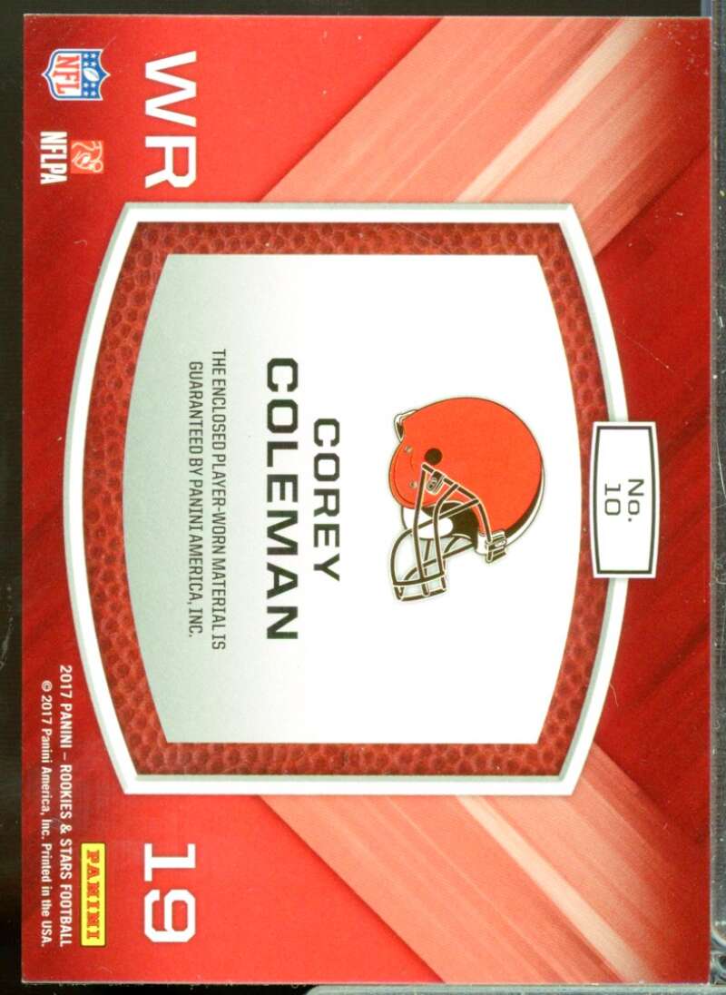 Corey Coleman Card 2017 Rookies and Stars NFL Authentic Jerseys Prime #10  Image 2