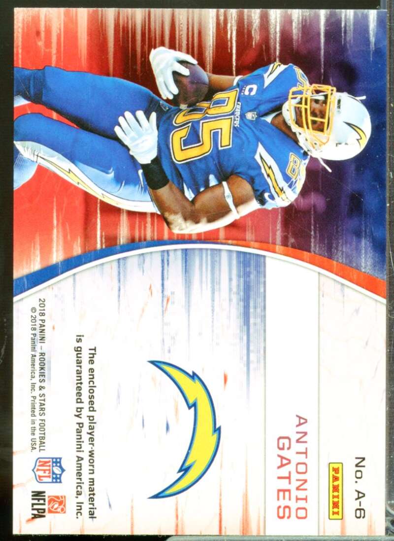 Antonio Gates Card 2018 Rookies and Stars NFL Authentic Jerseys #6  Image 2