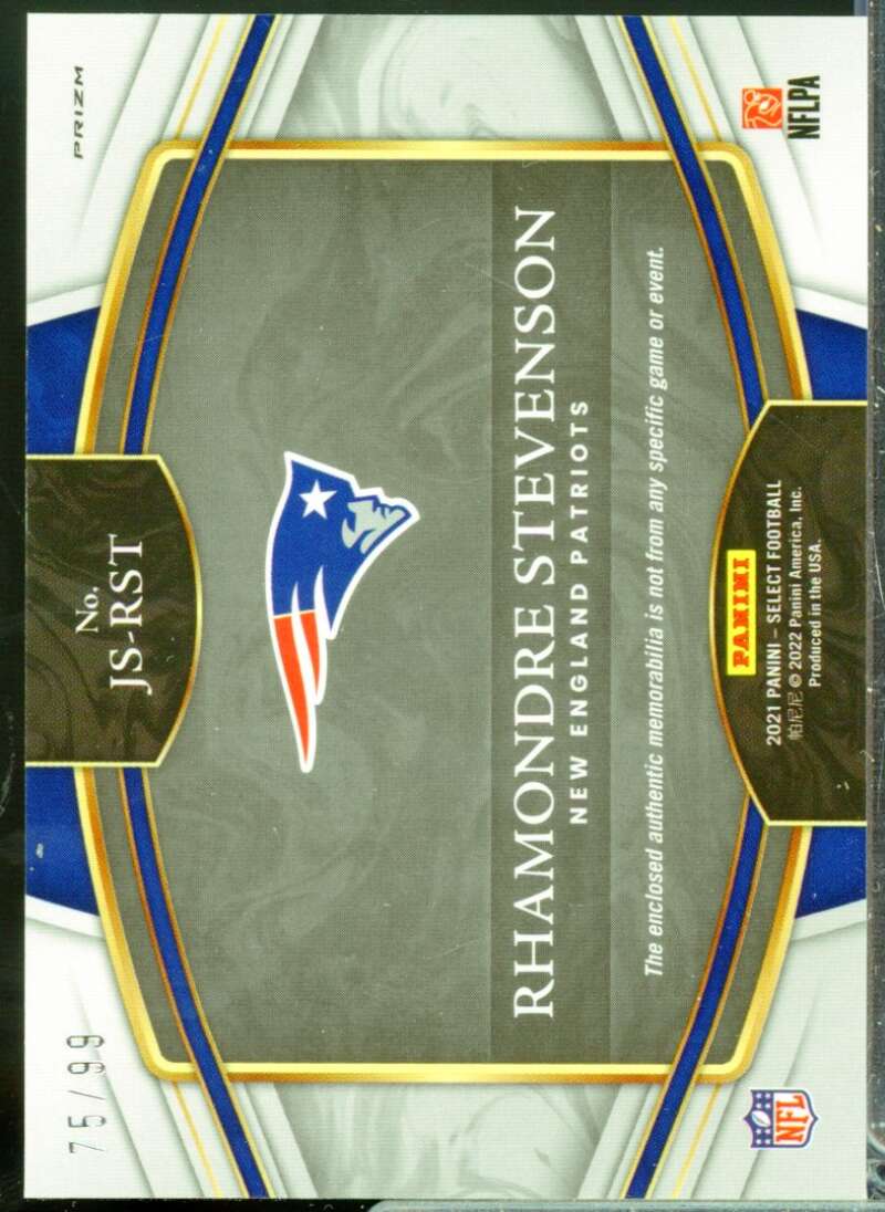 Rhamondre Stevenson Card 2021 Select Jumbo Rookie Jersey Swatch Prizm #32  Image 2