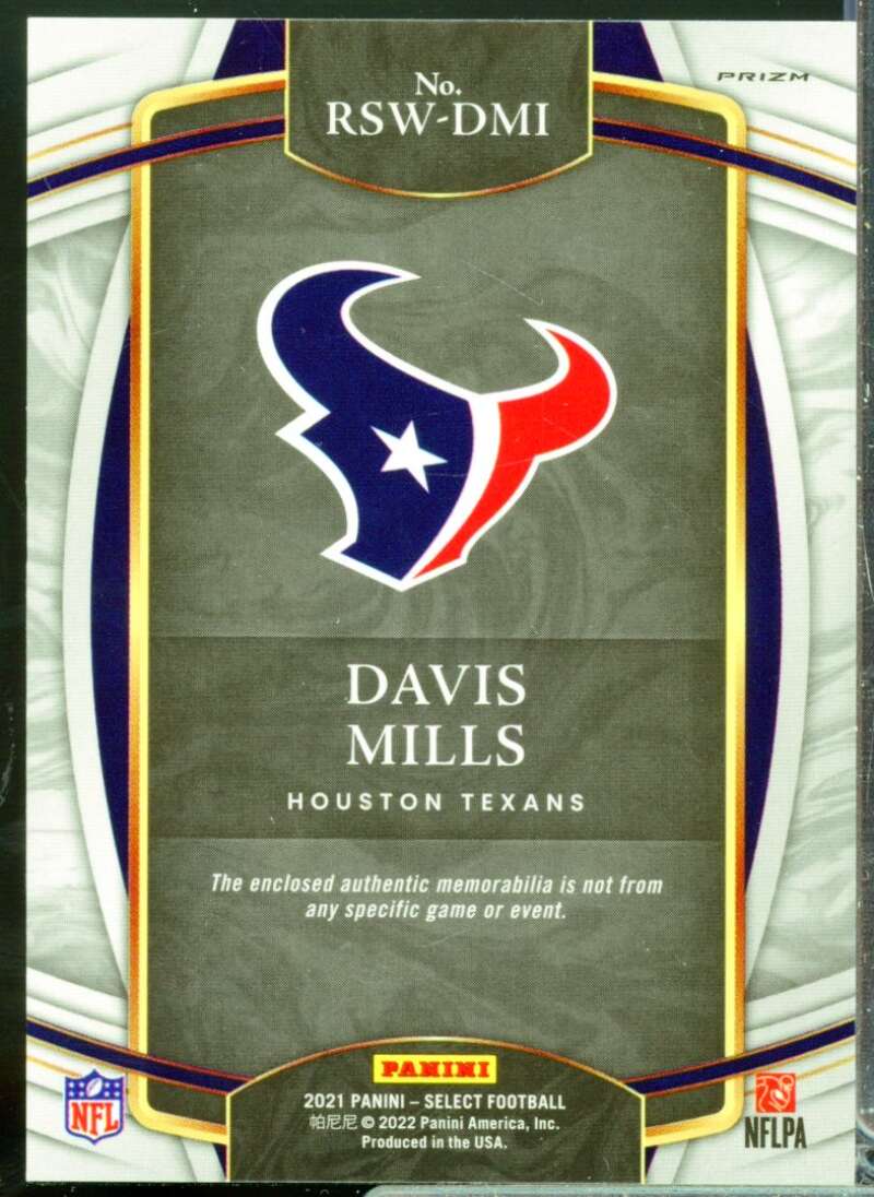 Davis Mills Card 2021 Select Rookie Jersey Swatches Prizm Red #23  Image 2