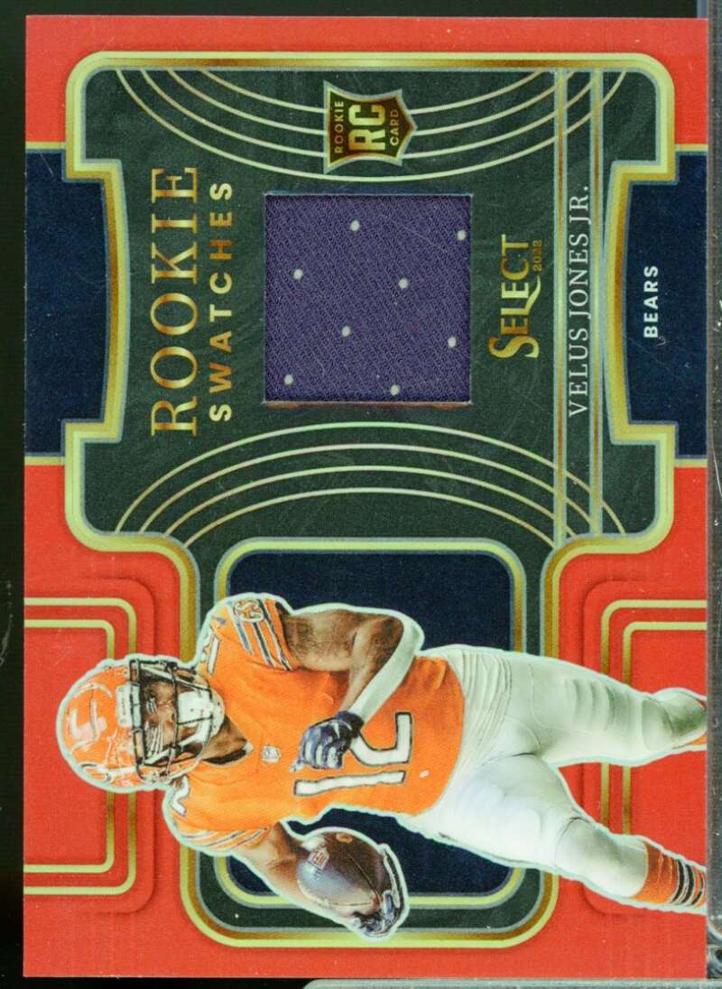 Velus Jones Jr. Card 2022 Select Rookie Swatches Jersey Prizm Red #16  Image 1