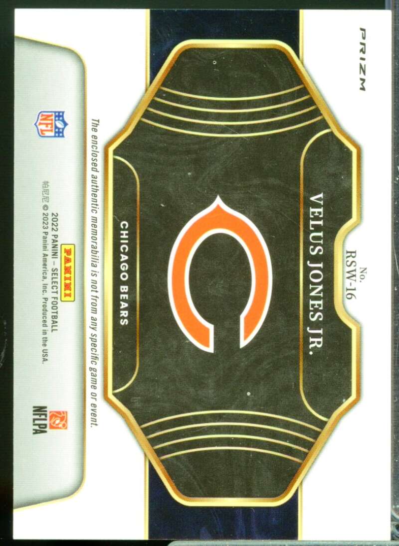 Velus Jones Jr. Card 2022 Select Rookie Swatches Jersey Prizm Red #16  Image 2