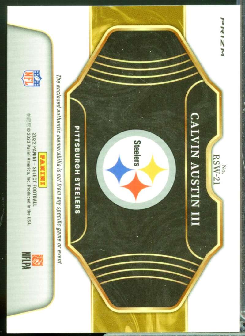 Calvin Austin III Card 2022 Select Rookie Swatches Jersey Prizm Red #21  Image 2