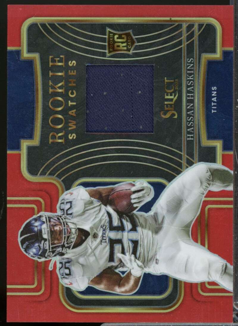 Hassan Haskins Card 2022 Select Rookie Swatches Jersey Prizm Red #25  Image 1