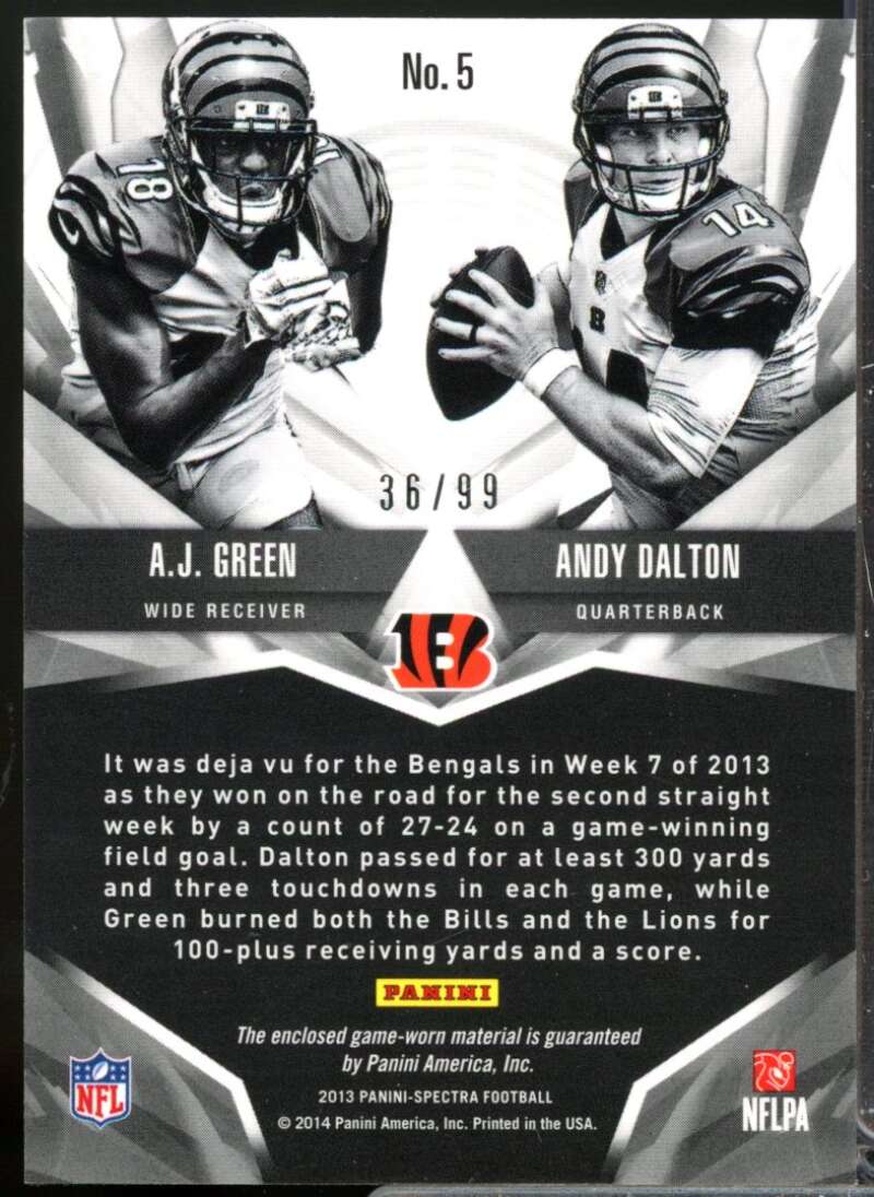 Andy Dalton A.J. Green /99 Card 2013 Panini Spectra Combo Jersey Materials #5  Image 2