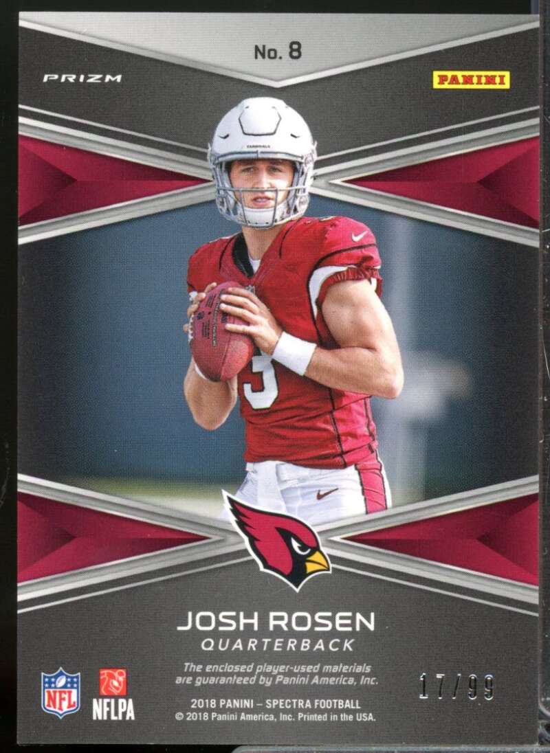 Josh Rosen Card 2018 Panini Spectra Building Blocks Rookie Jersey Materials #8  Image 2