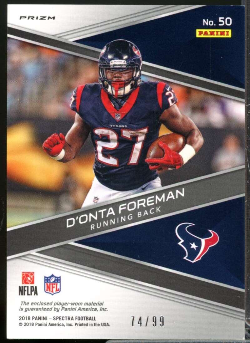 D'Onta Foreman /99 2018 Panini Spectra Sunday Spectacle Jerseys Neon Blue #50  Image 2