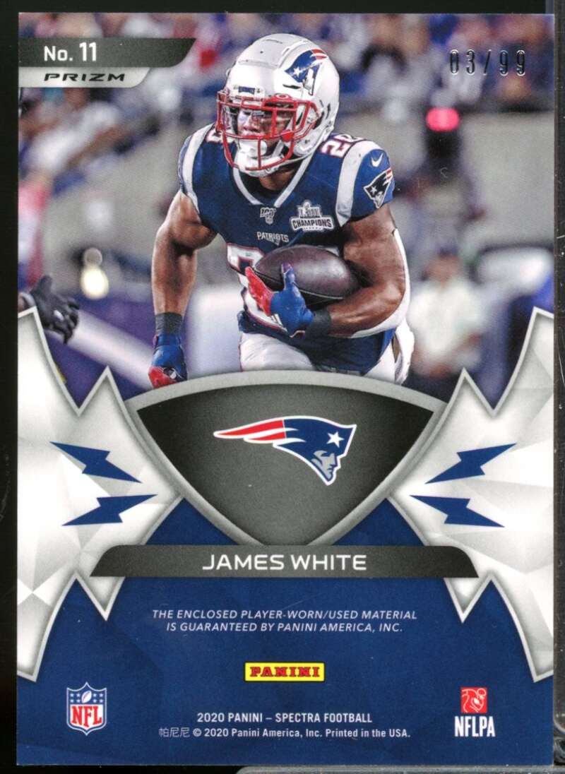 James White Card 2020 Panini Spectra High Voltage Jersey Materials #11  Image 2