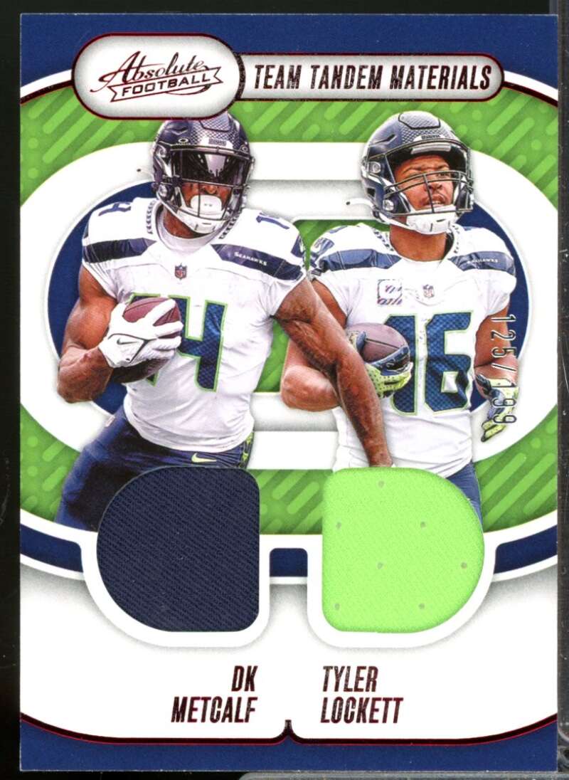 D.K. Metcalf Tyler Lockett Card 2024 Absolute Team Tandem Jersey Materials #10  Image 1