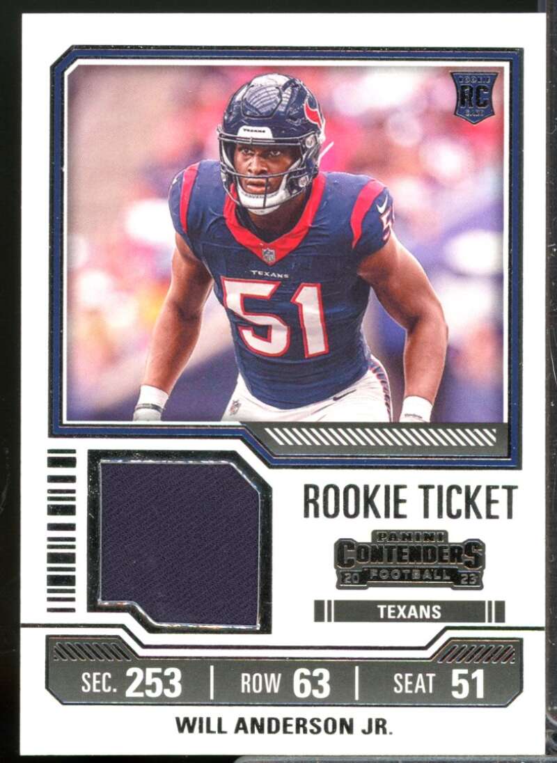 Will Anderson Jr. Card 2023 Panini Contenders Rookie Ticket Jersey Swatches #37  Image 1