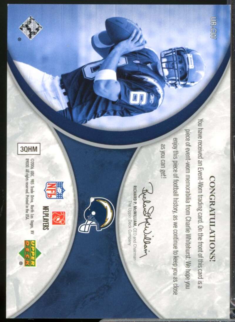 Charlie Whitehurst /40 2006 Ultimate Collection Rookie Jerseys Spectrum #URCW  Image 2