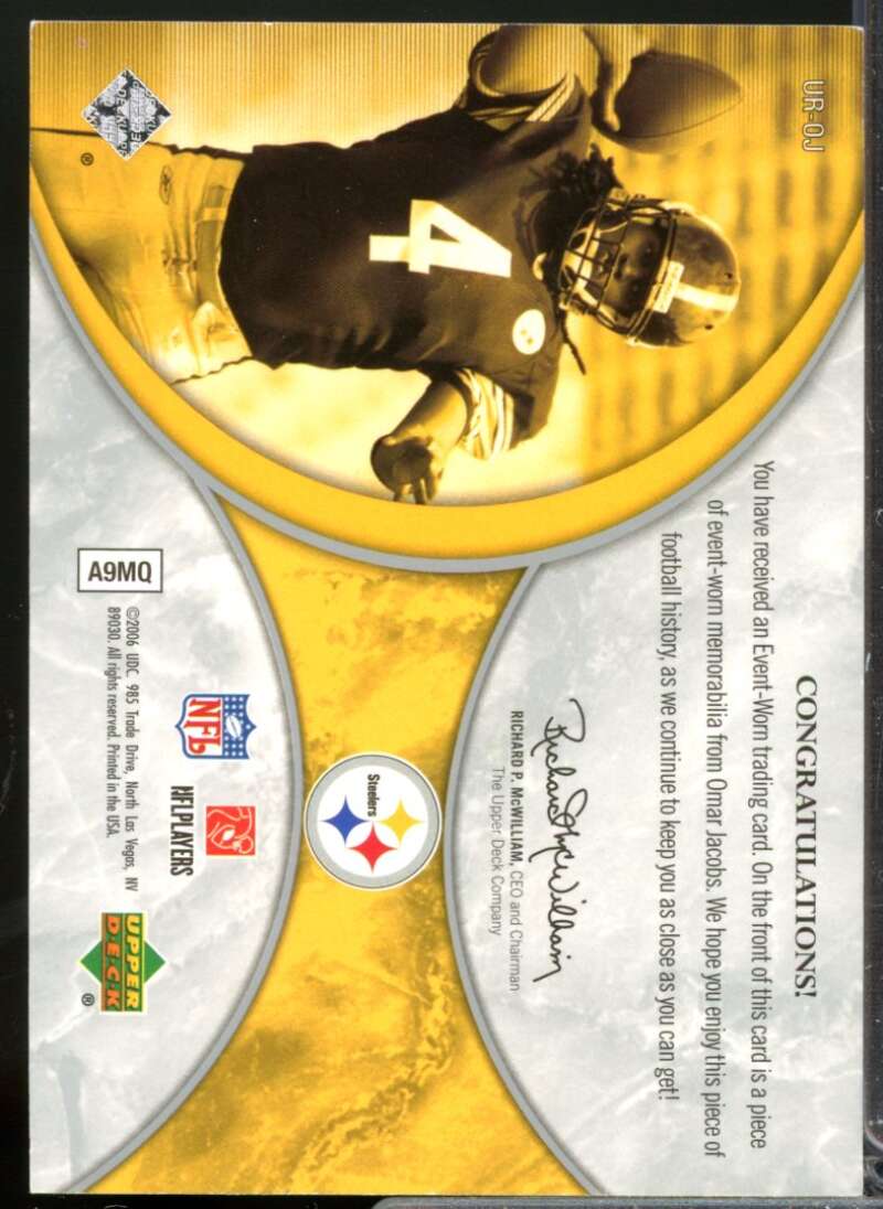 Omar Jacobs /50 2006 Ultimate Collection Rookie Jerseys Patches Silver #UROJ  Image 2