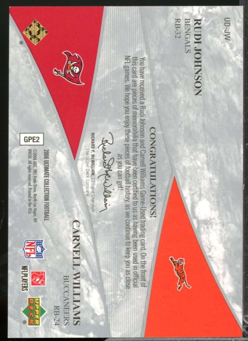 Rudi Johnson Carnell Cadillac Williams 2006 Ultimate Collection Jersey Dual #JW  Image 2