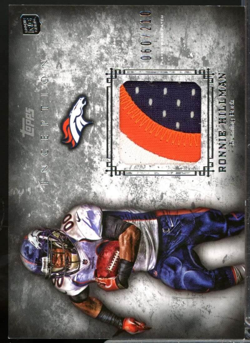 Ronnie Hillman Card 2012 Topps Inception Rookie Relics Jersey Patch #RPRH  Image 1