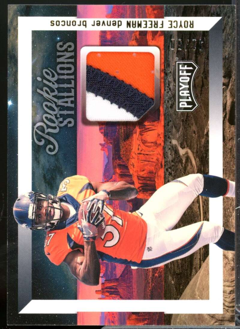 Royce Freeman /50 Card 2018 Playoff Rookie Stallions Jersey Patch Prime #24  Image 1