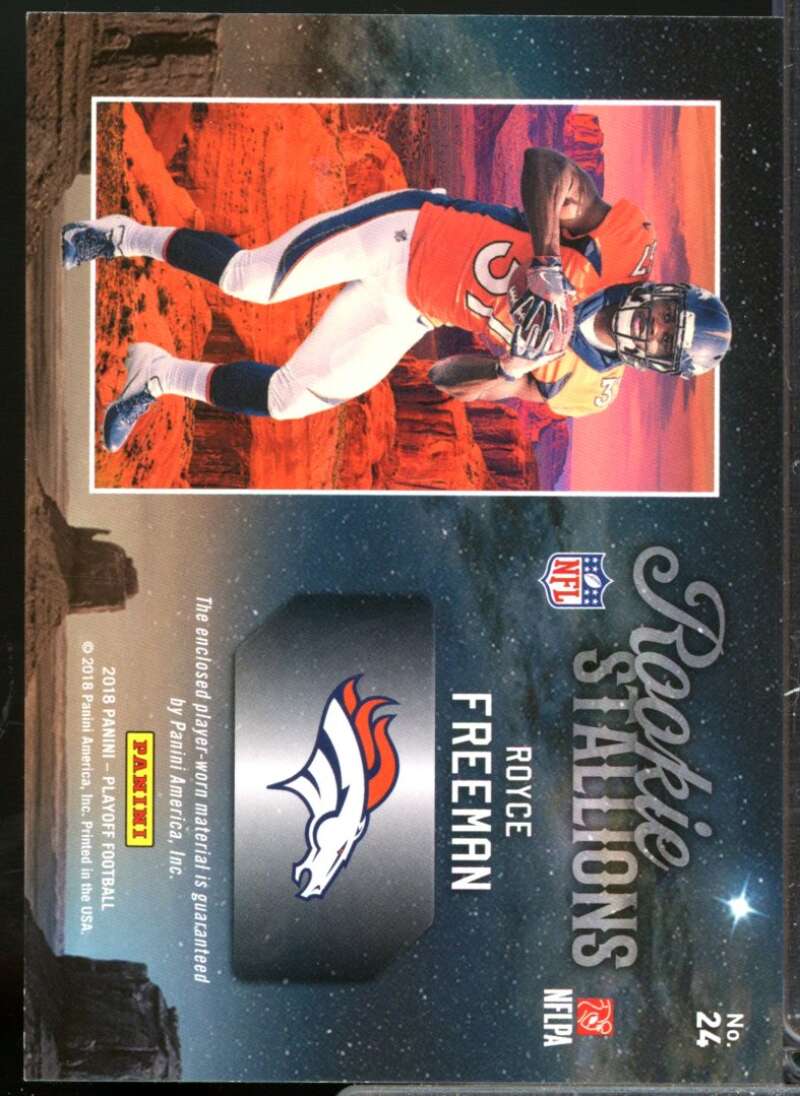 Royce Freeman /50 Card 2018 Playoff Rookie Stallions Jersey Patch Prime #24  Image 2