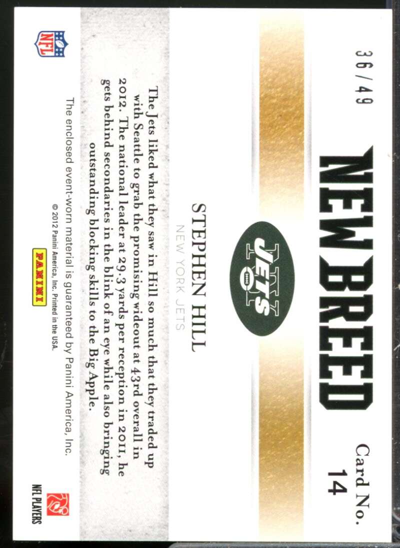 Stephen Hill /49 Card 2012 Elite New Breed Rookie Jerseys Prime #14  Image 2
