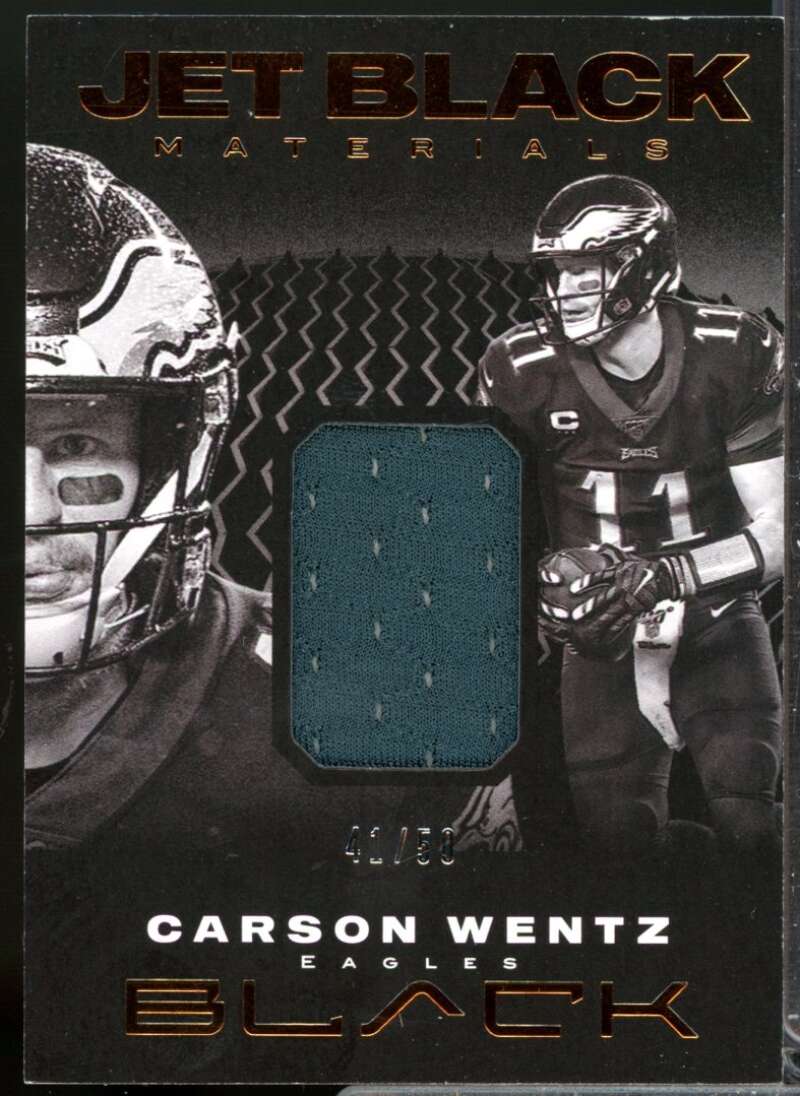 Carson Wentz /50 Card 2020 Panini Black Jet Black Materals Jersey Copper #11  Image 1