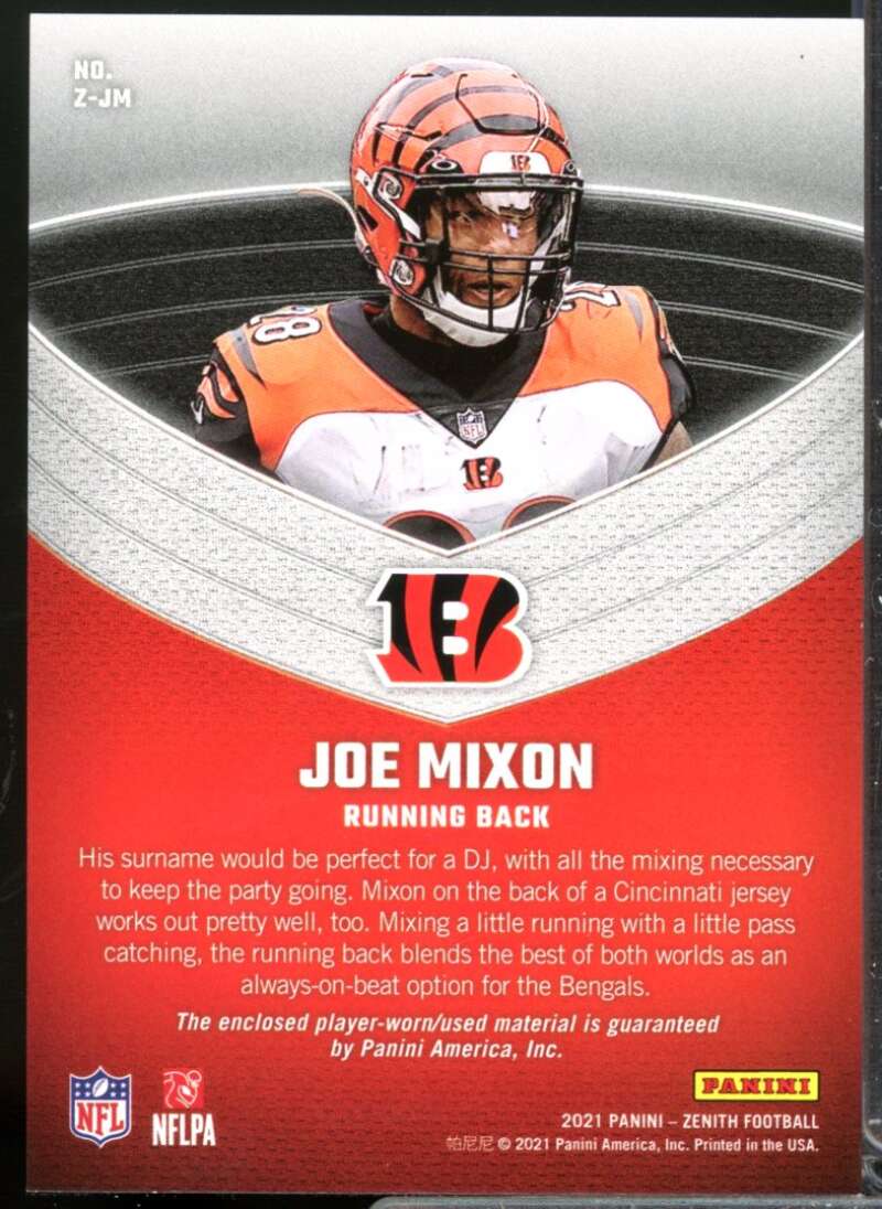 Joe Mixon /149 Card 2021 Zenith Z-Jerseys #7  Image 2
