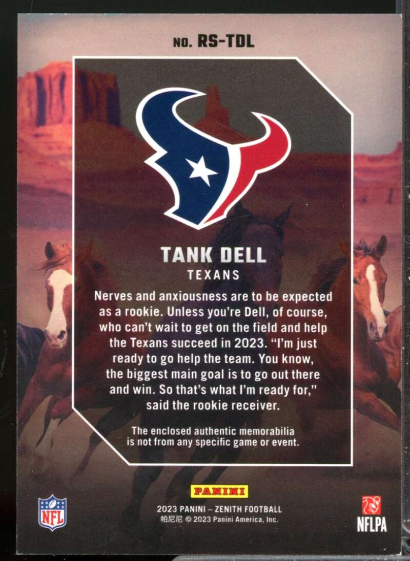 Tank Dell Card 2023 Zenith Rookie Stallions Jerseys #33  Image 2