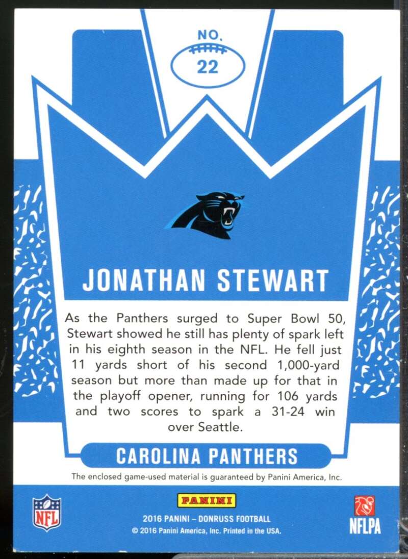 Jonathan Stewart /25 Card 2016 Donruss Jersey Kings Studio Series #22  Image 2