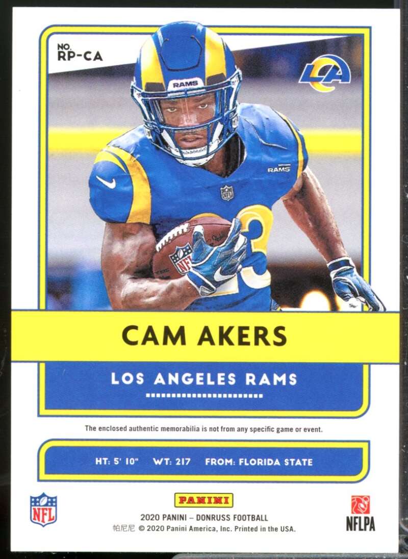 Cam Akers Card 2020 Donruss Rookie Phenom Jerseys Green #25  Image 2