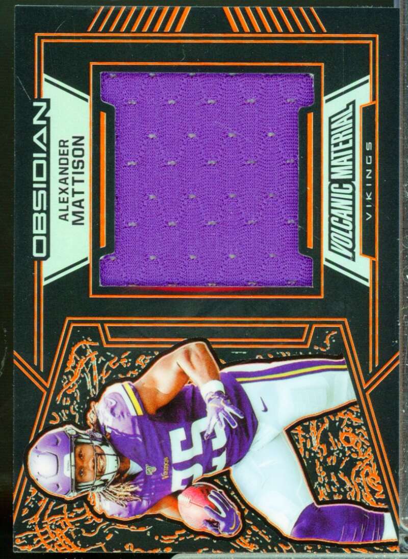 Alexander Mattison 2019 Obsidian Volcanic Rookie JSY Electric Etch Orange #15  Image 1