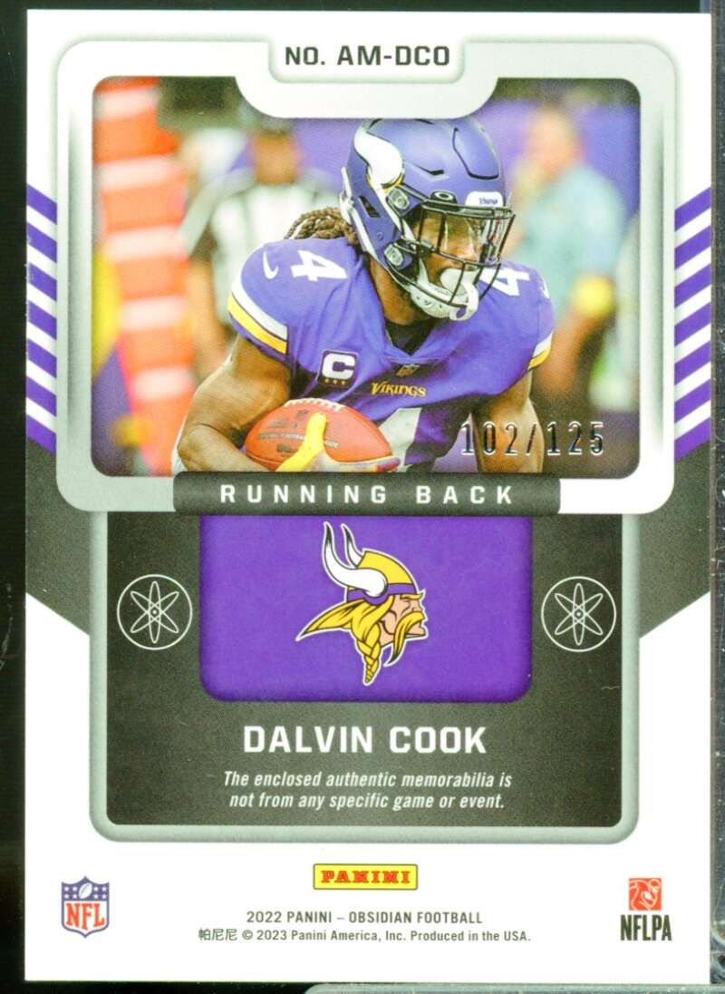 Dalvin Cook Card 2022 Panini Obsidian Atomic Material Jersey #1  Image 2