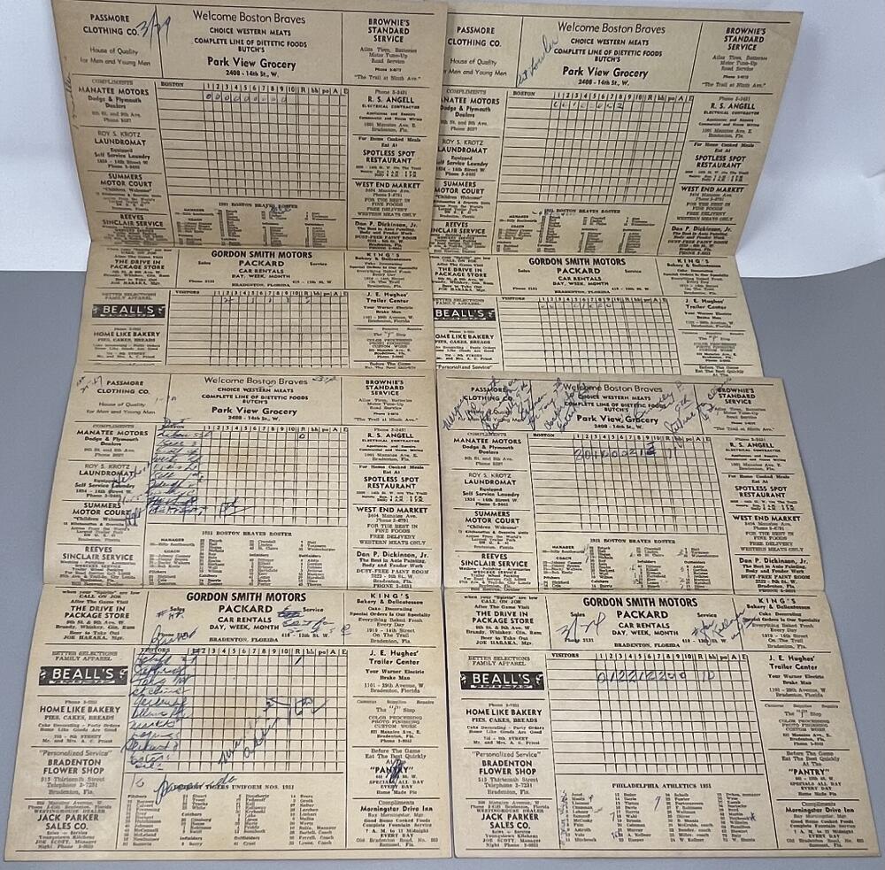 1951 Boston Braves Baseball Score Card 4 ct Lot Image 3
