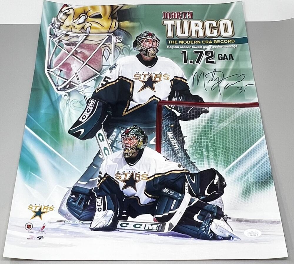 Marty Turco Autograph Signed Dallas Stars 16x20 Poster  JSA Authentic Image 1