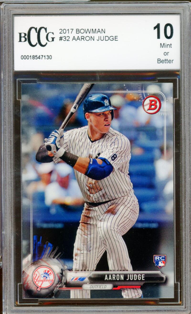2017 Bowman #32 Aaron Judge Rookie Card BGS BCCG 10 Mint+ Image 1