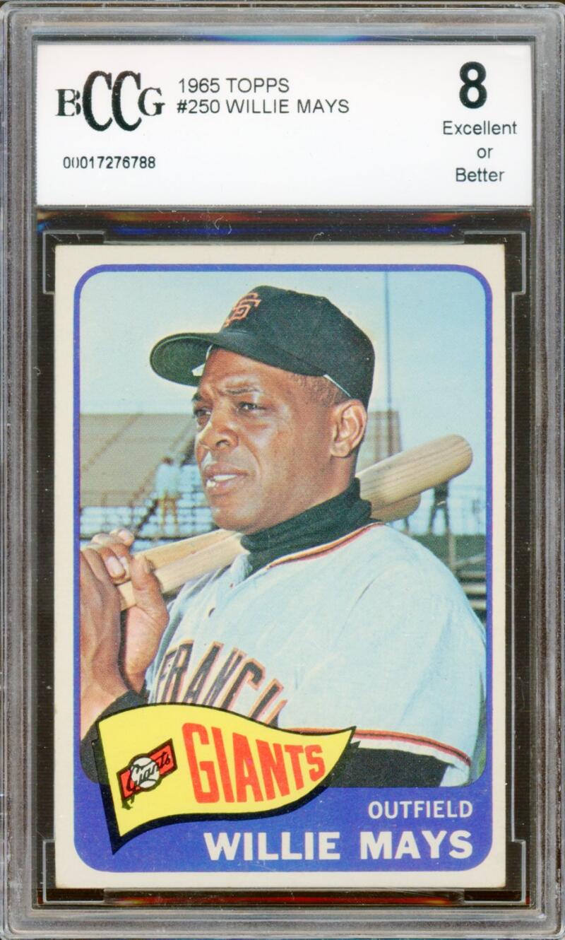 1965 Topps #250 Willie Mays Card BGS BCCG 8 Excellent+ Image 1