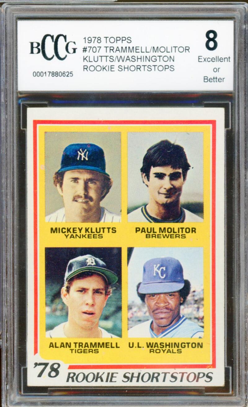 1978 Topps #707 Alan Trammell / Paul Molitor Rookie Card BGS BCCG 8 Excellent+ Image 1
