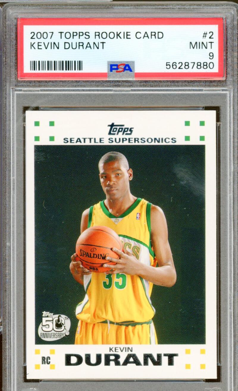 Kevin Durant Rookie Card 2007-08 Topps Rookie #2 PSA 9 Image 1